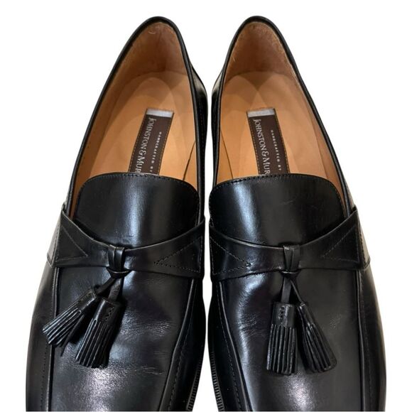 New Johnston & Murphy Men\'s Horner Black Leather Slip-on Loafers Dress Shoes 12